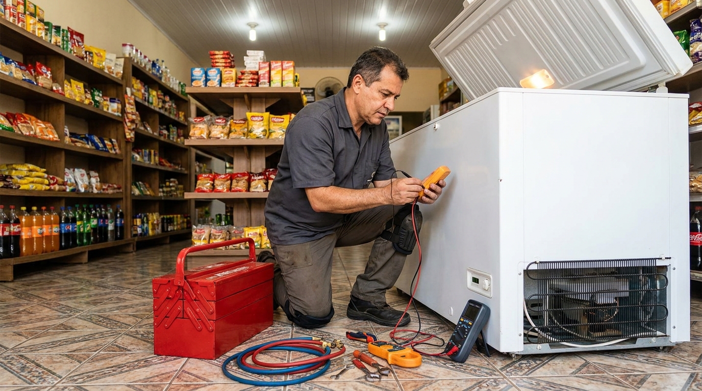 Recarga de gás refrigerante em freezer em atendimento em Vila Velha‑ES