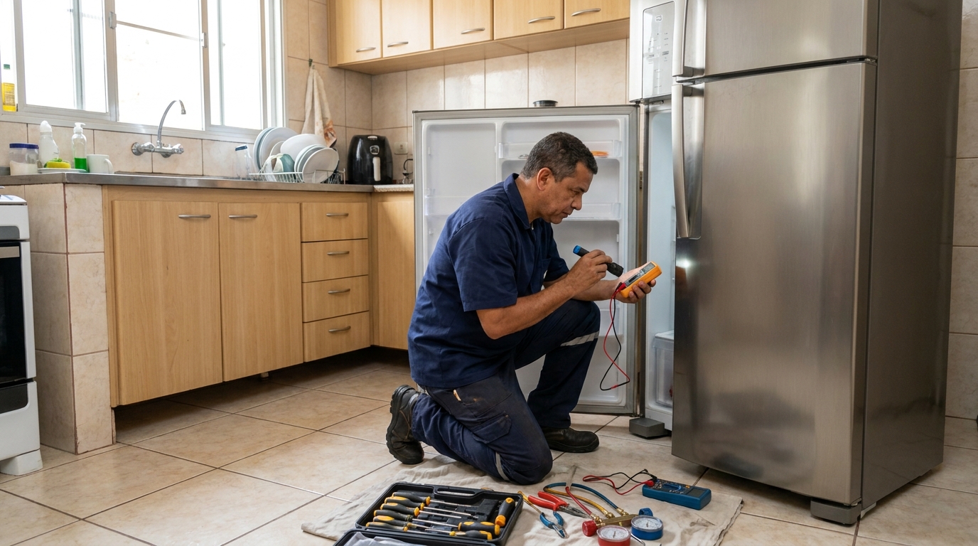 Recarga de gás refrigerante de geladeira em atendimento em Vila Velha‑ES